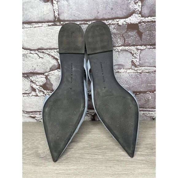 Charles Keith Blue Leather Pointed Toe Flats Mules Shoes Women Sz 38EU/7.5M US - Picture 13 of 16